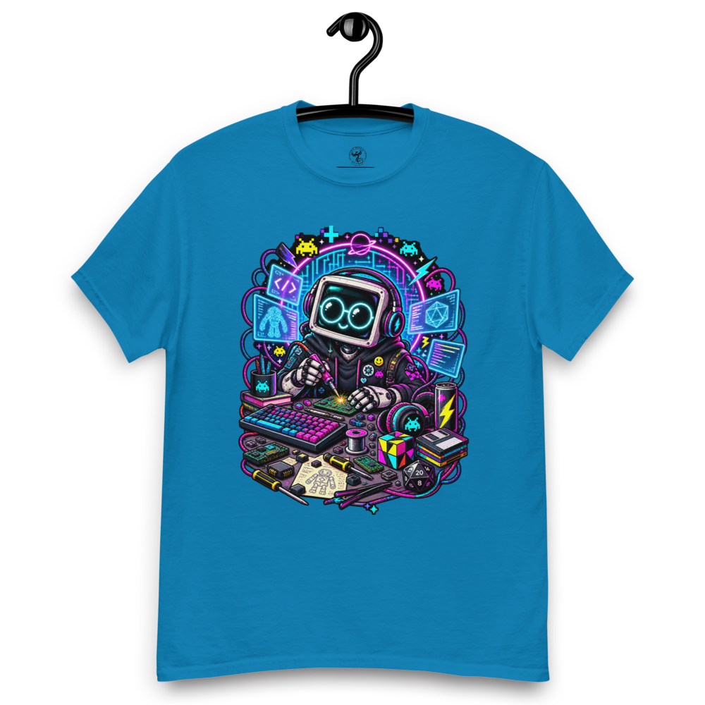 T-shirt Robot Neon blu zaffiro, foto 2