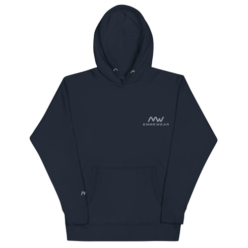 Felpa premium EMMEWEAR con cappuccio blu navy, vista frontale