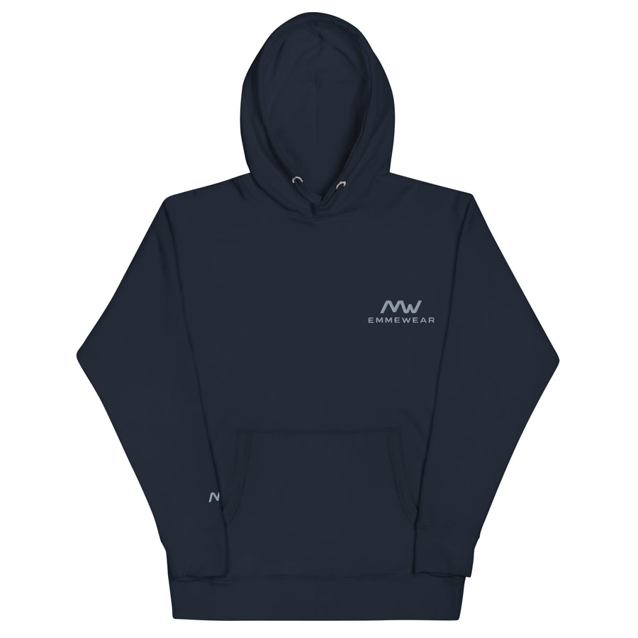 Felpa Premium Ricamata Unisex con Cappuccio – EMMEWEAR Essential Hoodie - Navy Blazer