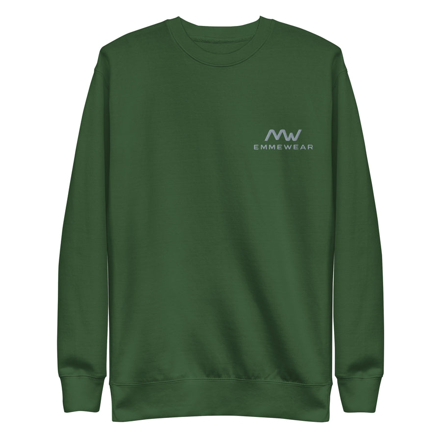 Felpa Cotone Unisex Ricamata - Verde foresta